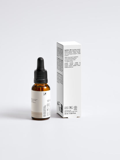Fresh Awake caffeine eye booster 20 ml, box back with ingredients — Bright Eyes Duo by TRYNVIA